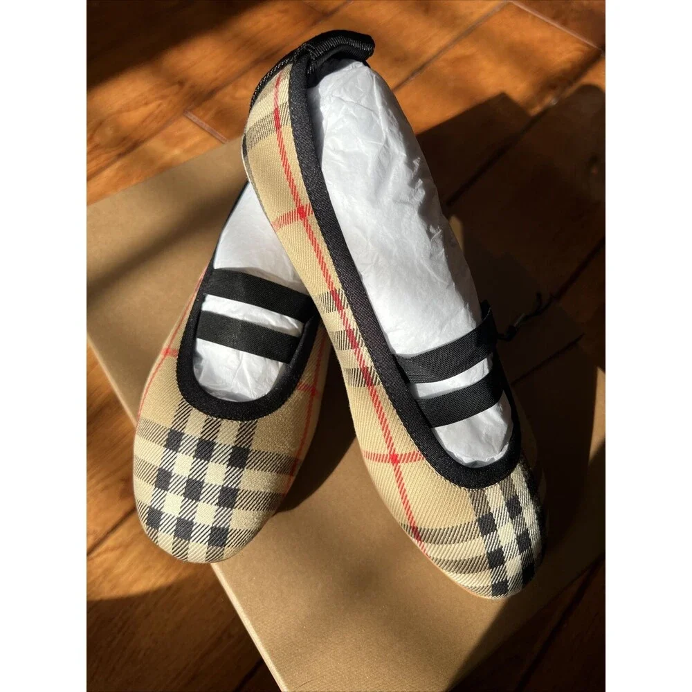 Burberry Mini Grace Logo Detail Check Ballerina Flat (1) - Picture 1 of 8